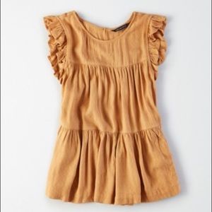 American Eagle AE Ruffle Shell Top in Golden Size S